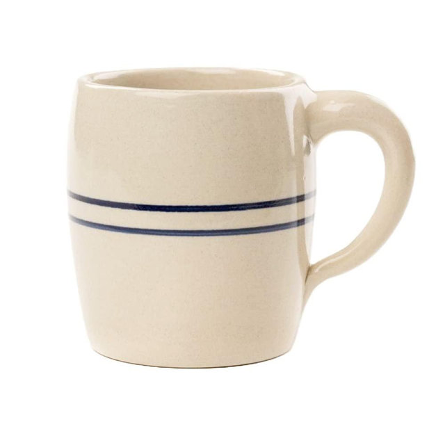 Aeiniweraabbcc Heritage Blue Stripe Stoneware Barrel Mug