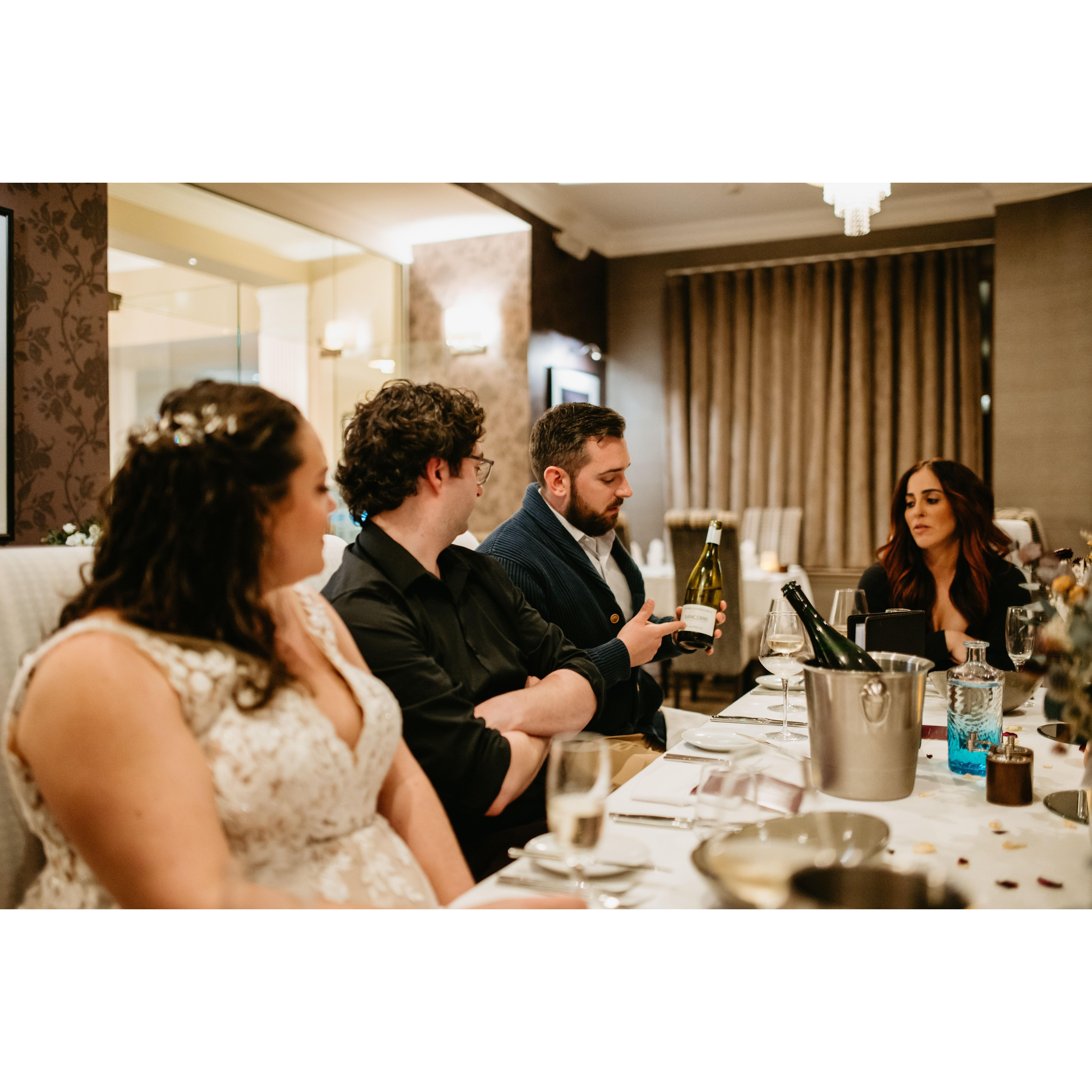 Our reception dinner was held at the restaurant in our hotel (which had been featured in the Michelin Guide!). Each of our three courses was paired with wines selected by Mike, who ran a tasting!