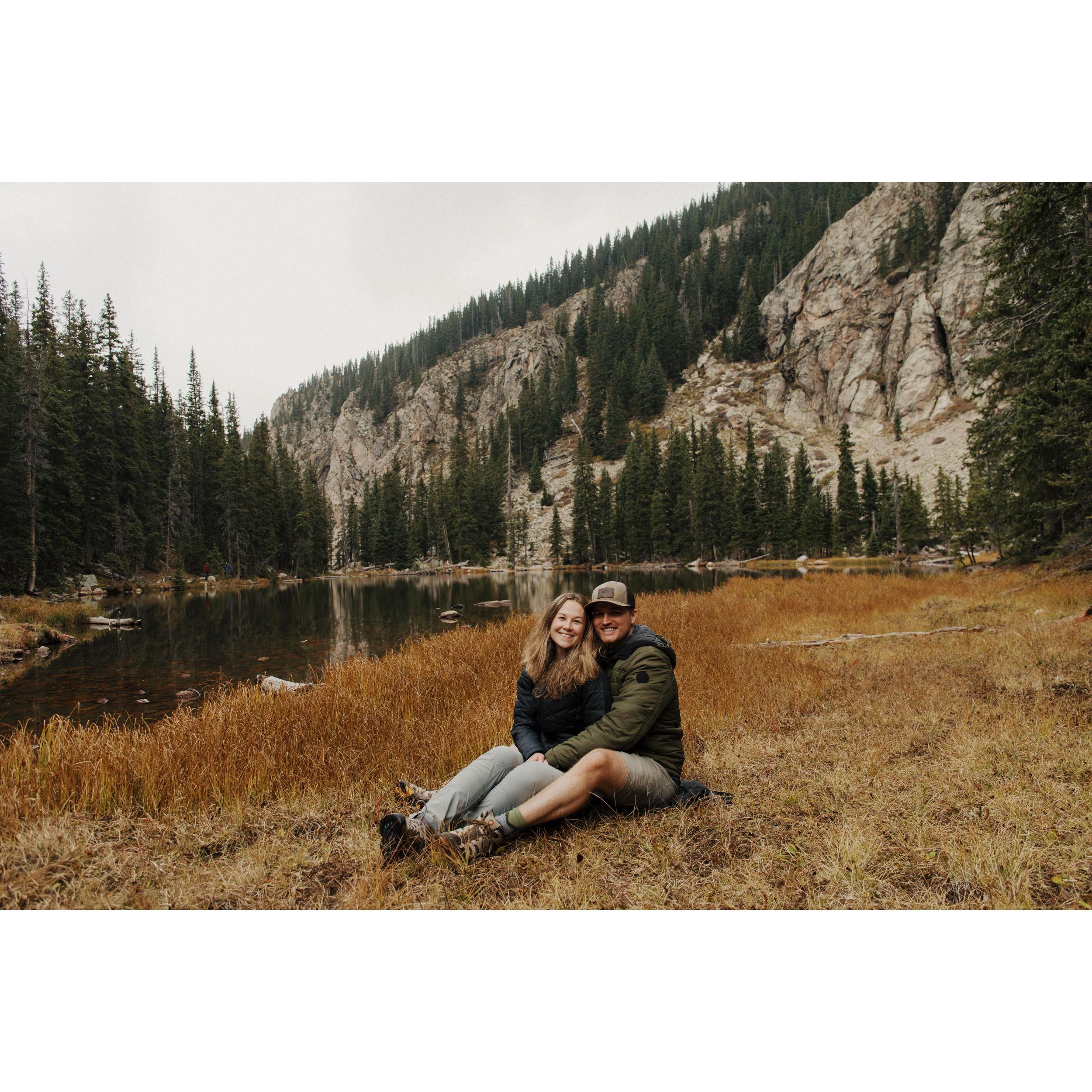Right before Josh proposed to Meg at Nambe Lake.