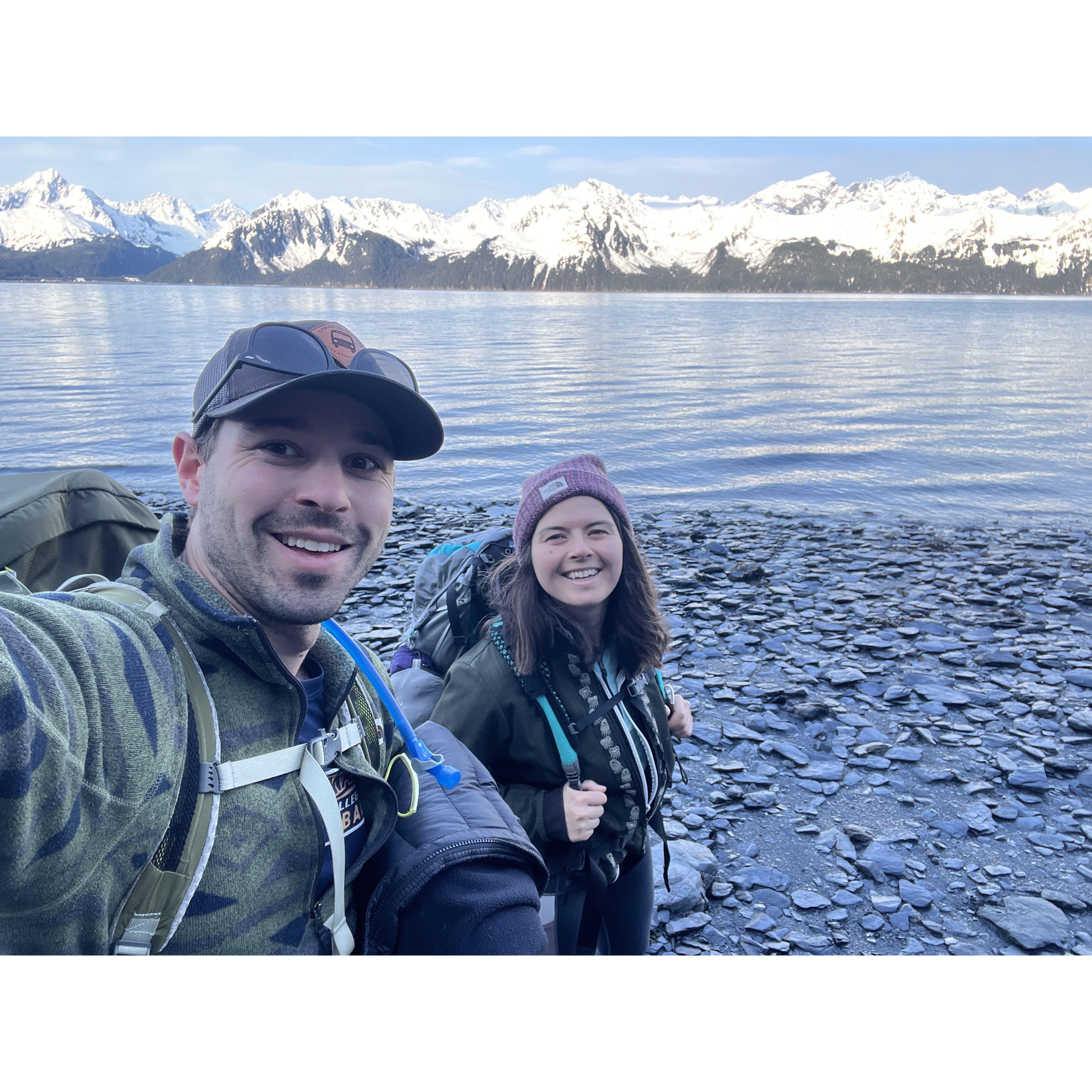 15 mile hike to a cabin in the forest in Seward AK