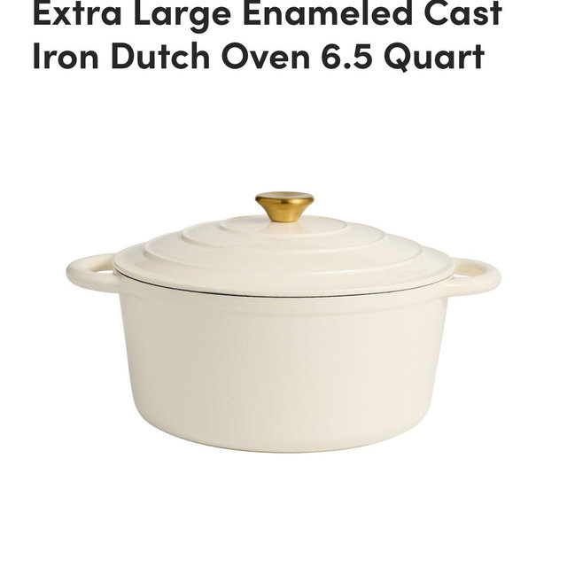 Blue Extra Large Enameled Cast Iron Dutch Oven 6.5 Quart