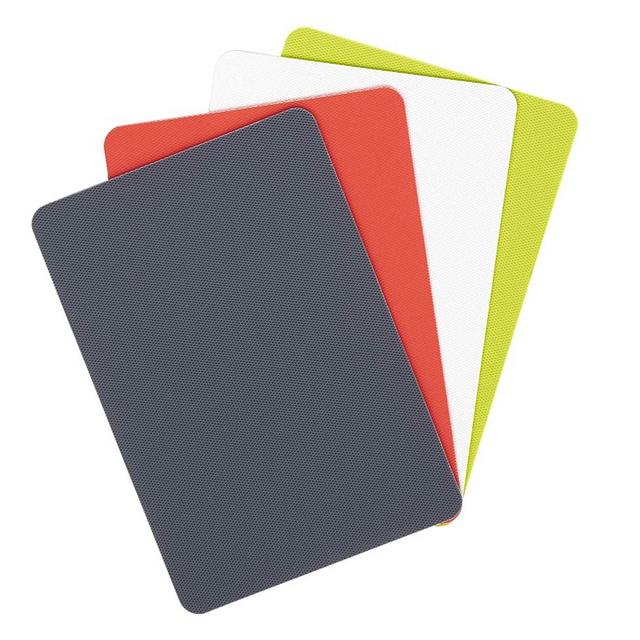 Dexas Heavy Duty Grippmat Flexible Mini Cutting Board Set of Four, 5.5 x 8, Gray, Red, White, Green, 5.5 x 8 inches