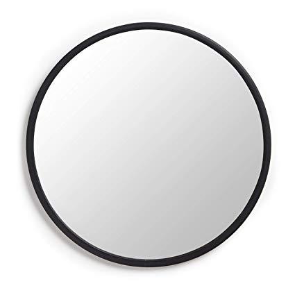 Umbra Hub Wall Mirror With Rubber Frame - 24-Inch Round Wall Mirror for Entryways, Washrooms, Living Rooms and More, Doubles as Modern Wall Art, Black