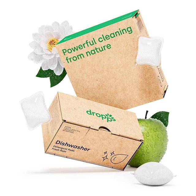 Dropps Dishwasher Detergent | Fresh Rain, 120 Pods | Deep Cleans for Sparkling, Shiny Dishes| Low-Waste Packaging | No Rinse Aid or Pre-Wash Needed | Powered by Natural Mineral-Based Ingredients