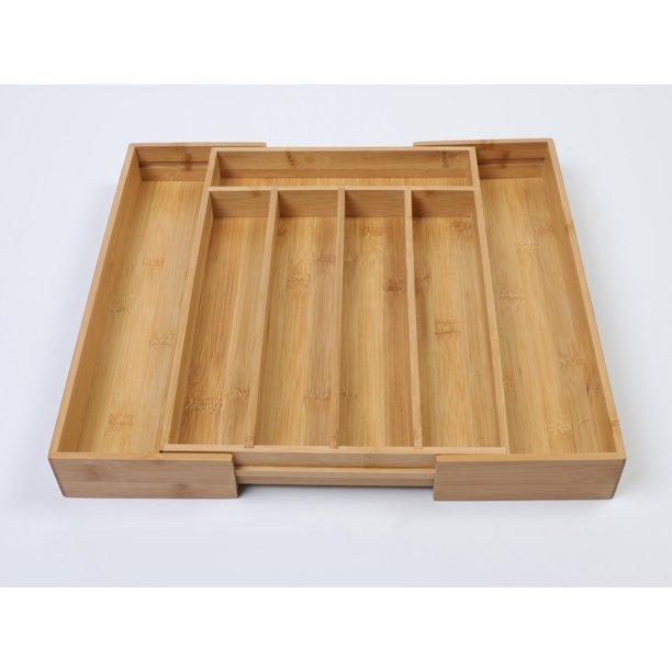 Better Homes & Gardens Natural Bamboo Expandable Cutlery Tray Drawer Organizer-13.98‘’ x 10.04‘’-15.35‘’ x 1.97‘’