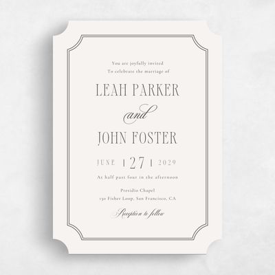 Beige Ticket Wedding Invitation - Dermot Classic