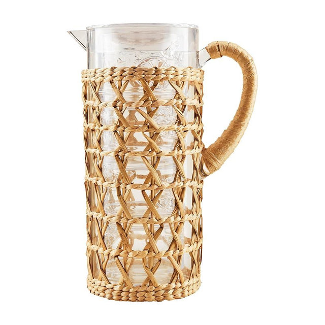 Mud Pie Acrylic Woven Pitcher; pitcher 78 oz | glass 12 oz
