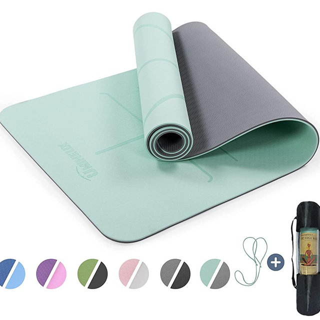 UMINEUX Yoga Mat Extra Thick 1/3'' Non Slip Yoga Mats for Women with Alignment Marks Eco Friendly TPE Fitness Exercise Mat with Carrying Strap & Storage Bag