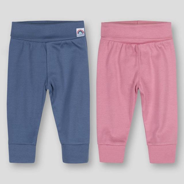 Lamaze Baby Girls' 2pk Organic Cotton Solid Pull-On Yoga Pants - Rose Pink/Blue
