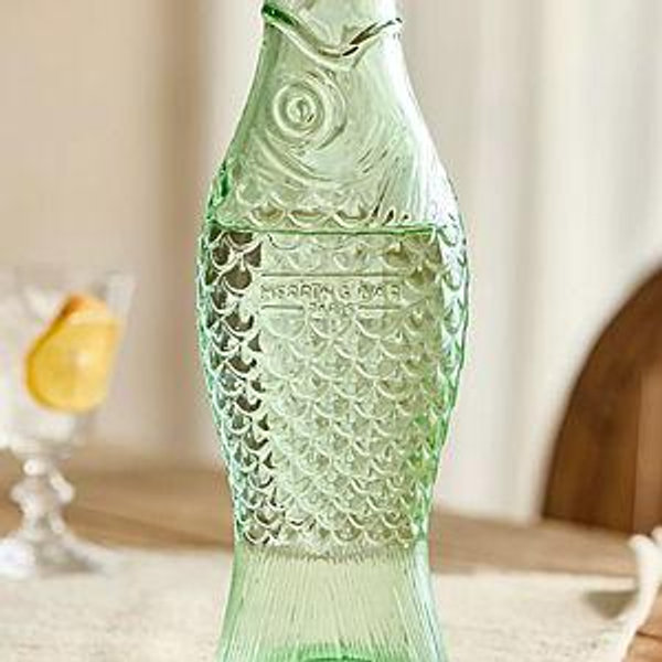 Fish Glass Pitcher, "Blue-Green"