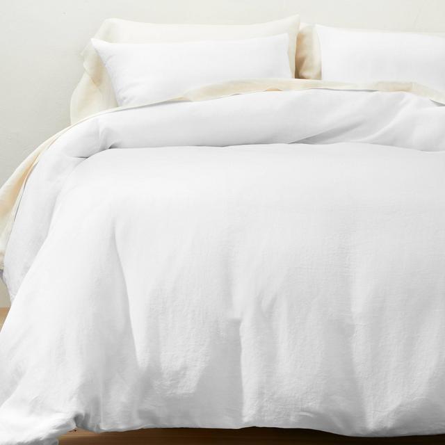 Full/Queen Linen Duvet & Sham Set White - Casaluna™
