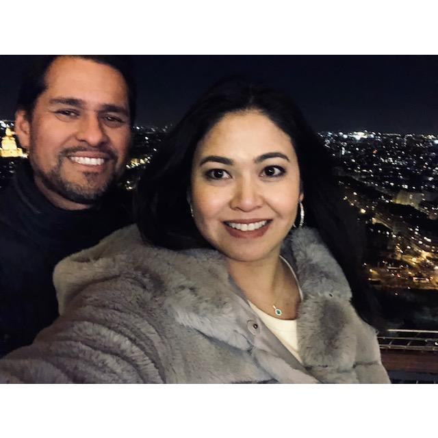 On top of the Eiffel tower right after he proposed!