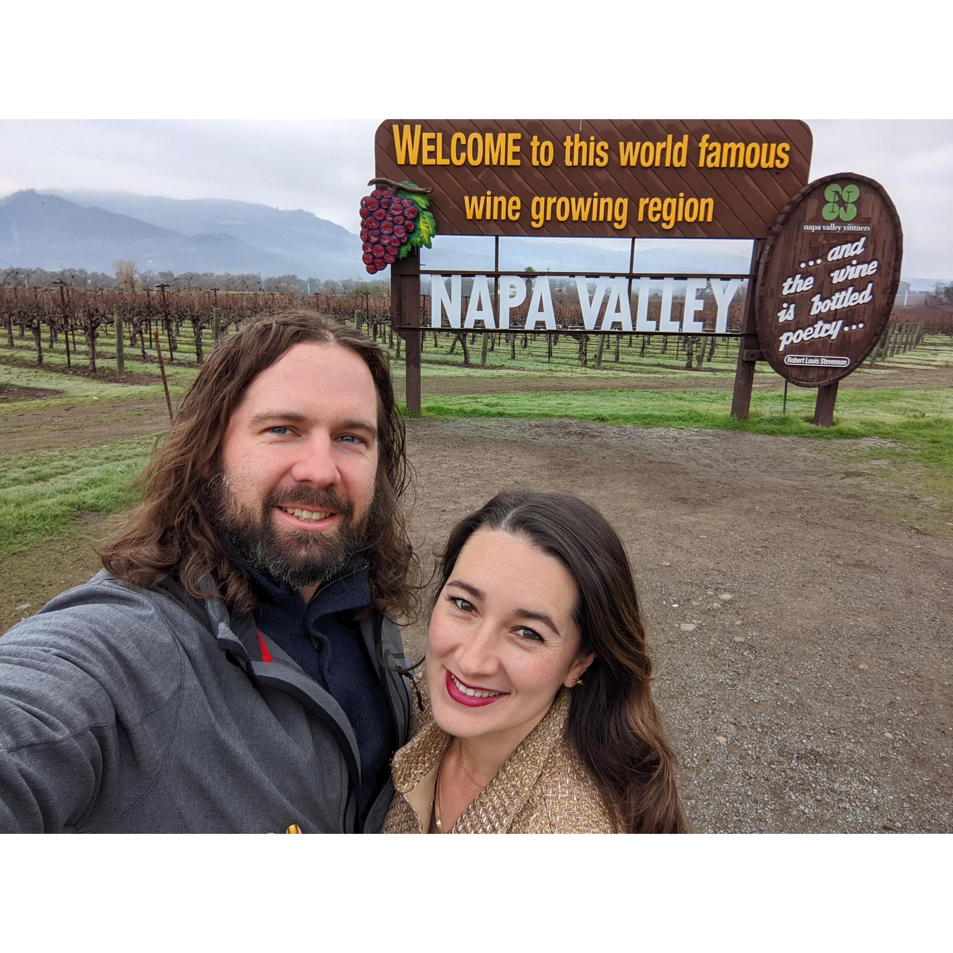 Wine tasting in Napa Valley. We had champagne in a cave this trip!