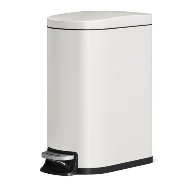 13 Gal Stainless Steel Kitchen Trash Can with Lid, Creamy White