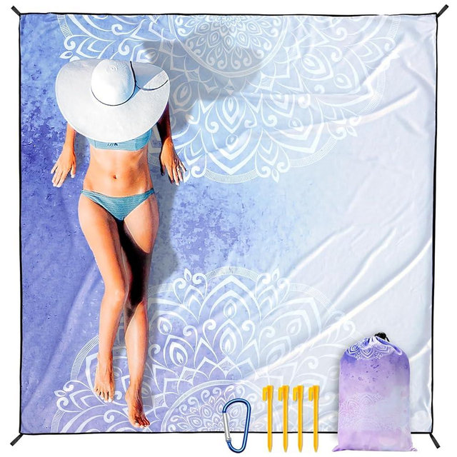 HIHOHO Beach Blanket Waterproof Sandproof Extra Large Beach Mat 79" X 83"/120"x108"for 1-8 Adults Quick Drying Durable Outdoor Picnic Mat for Beach Travel Camping Hiking