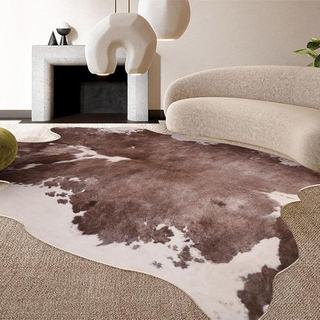 Cowhide Rug Cow Print Rug 10x8,Large Cow Hide Rugs for Living Room Bedroom Dining Room Home Office Brown Animal Print Western Carpet for Home Decor