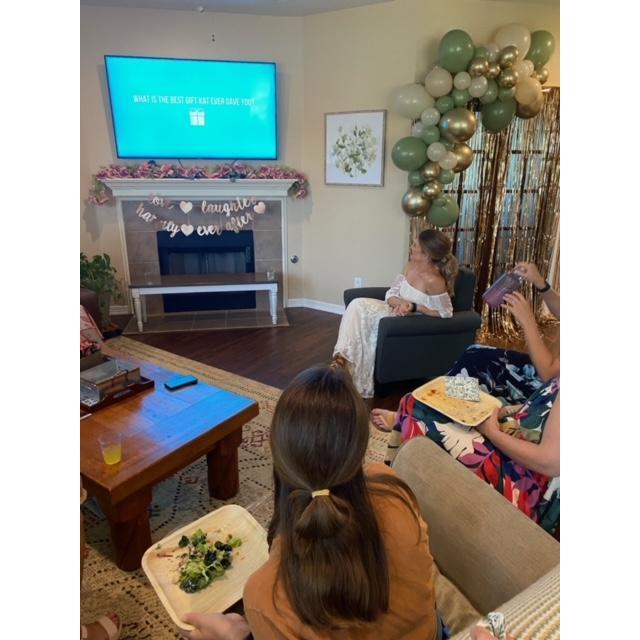 Kat enjoying her amazing bridal shower, hosted by Katy and Kelsey!