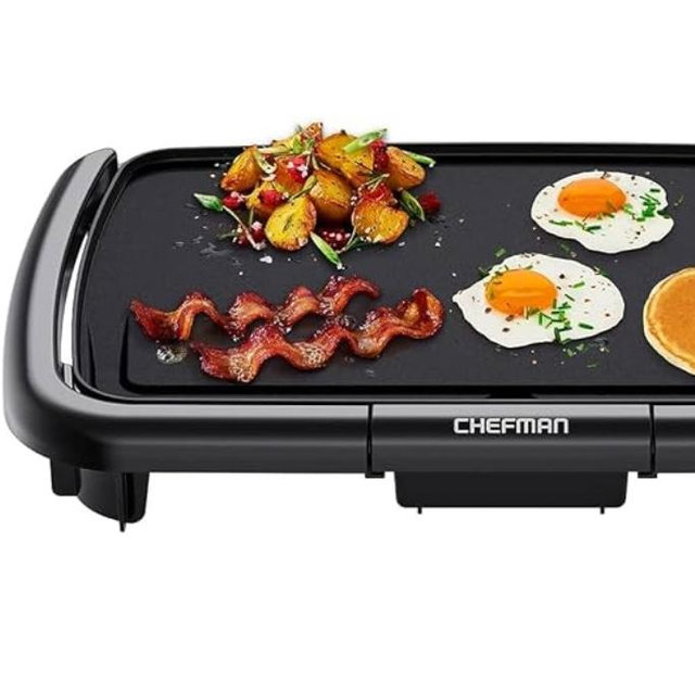 Chefman Electric Griddle with Removable Temperature Control, Immersible Flat Top Grill, Burger, Eggs, Pancake Griddle, Nonstick Easy Clean Cooking Surface, Slide Out Drip Tray, 10 x 16 Inch
