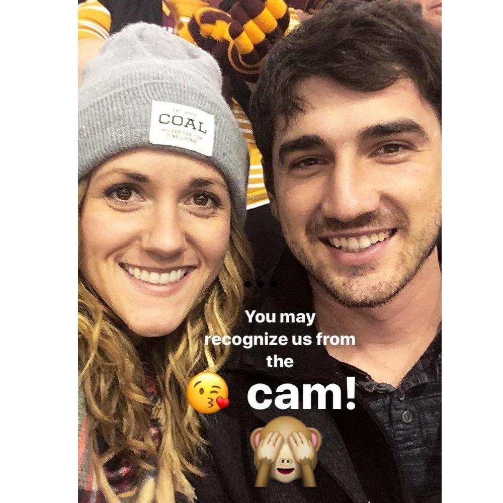 At the gopher hockey game while dating, we made it on the kiss cam!