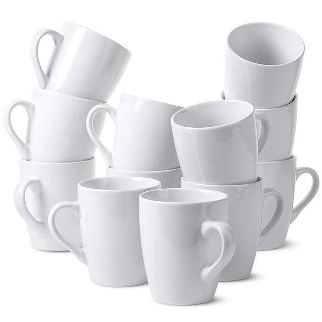 BTaT- White Coffee Mugs, Set of 12, 12oz, Coffee Mug Set, Christmas Coffee Mugs, Hot Chocolate Mugs, Ceramic Mugs, Large Mugs for Coffee, Set of Mugs, Hot Cocoa Mugs, Mug Sets, Coffee Mug Ceramic Set