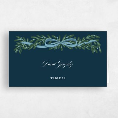 Deepest Teal, Blue Wedding Place Card - Crosby