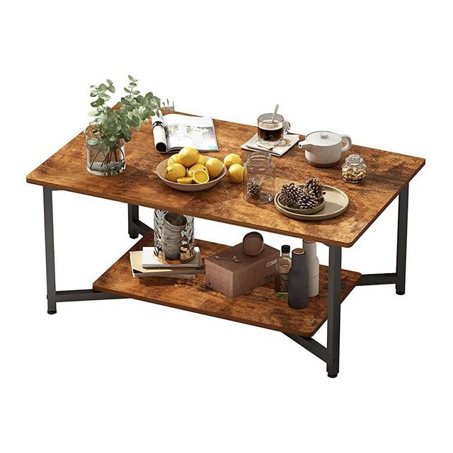 HOMEYFINE Coffee Table with Shelf, Industrial Tea Table,Easy Assembly, Durable