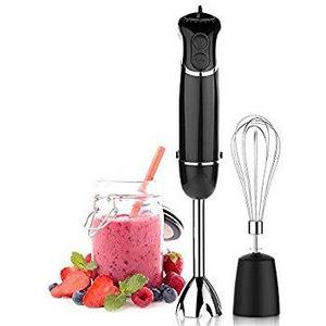 OXA Powerful 4-in-1 Immersion Hand Blender Set - Variable 6 Speed Control - Includes 500ml Food Chopper, Egg Whisk, and BPA-Free Beaker (600ml) - Black