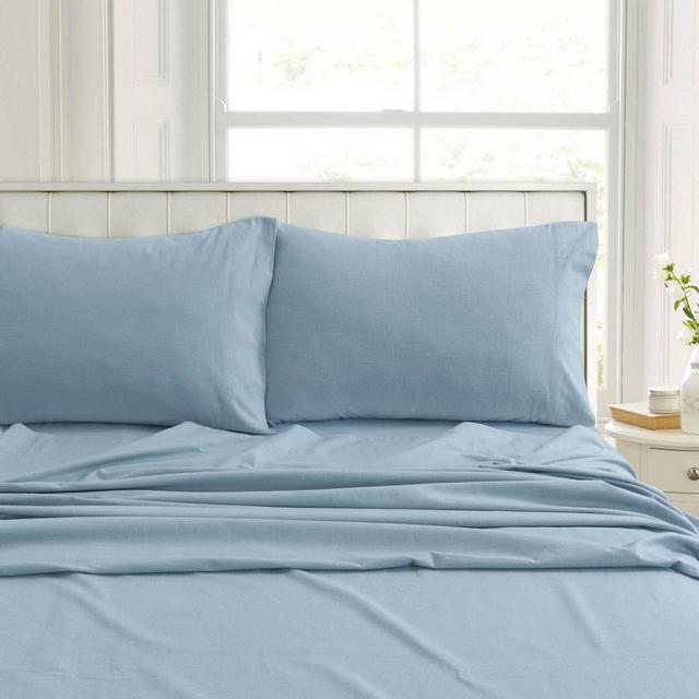 Tribeca Living Flannel 200-Thread-Count Deep-Pocket King Sheet Set in Blue