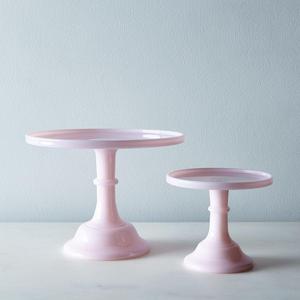6" Pink Glass Cake Stand