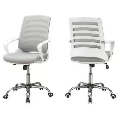 Monarch Specialties Mesh Multi Position Office Chair in White/Grey