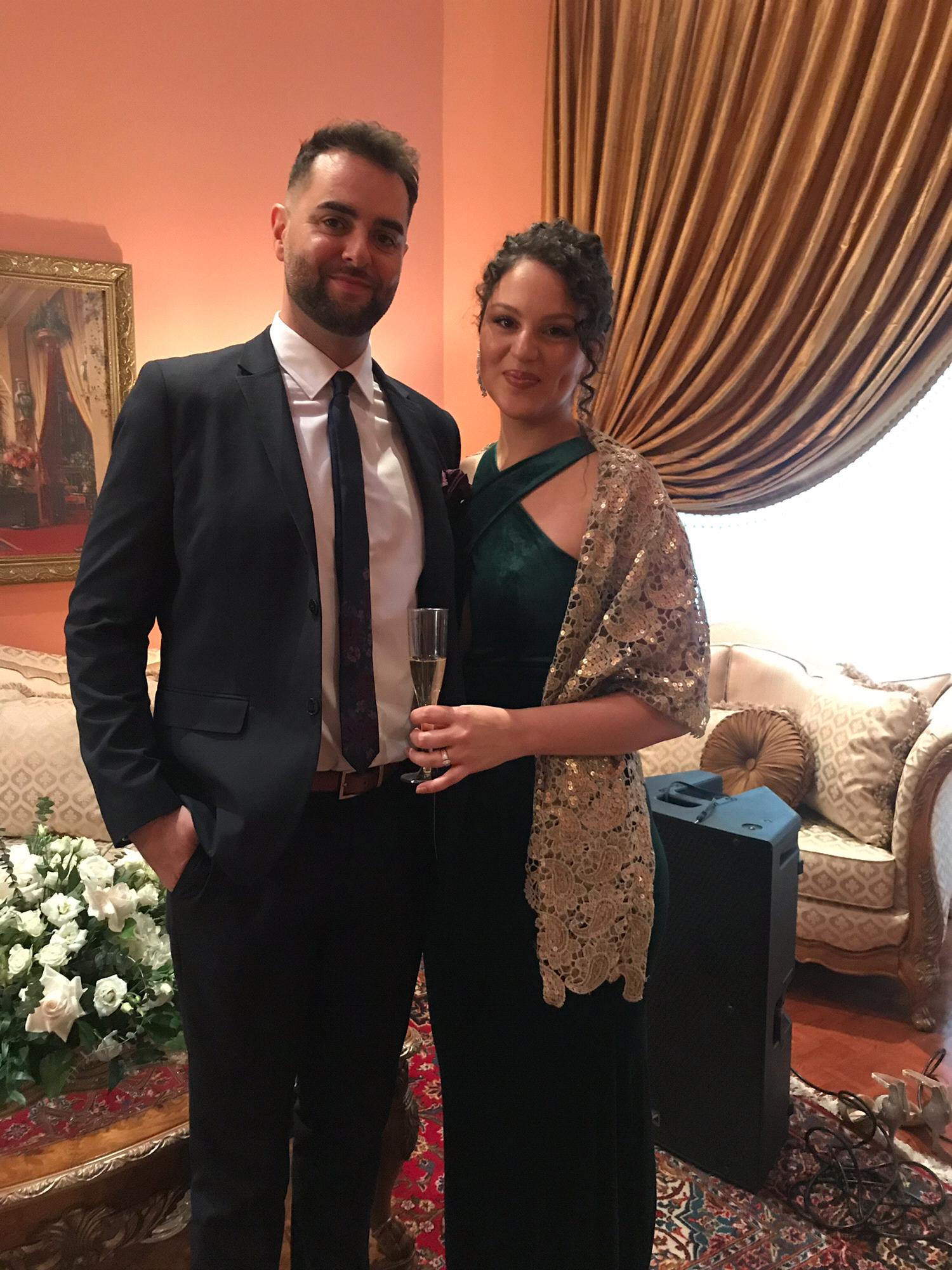~Giselle & Omar ready to toast Stephanie & Vincent! ~