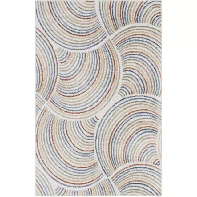 Nourison Astra Machine Washable 2'2" x 4' Ivory/Multi Mid-Century Modern Indoor Rug