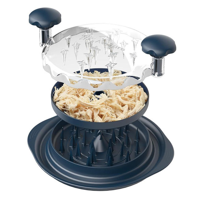 Chicken Shredder, 10.8" Visible Meat Shredders Tool Twist with Separate Plate, Large Chicken Shredder Machine - Ergonomic Handle, Dishwasher Safe, Anti-Slip, Heat Resistant, BPA Free, Pacific Blue