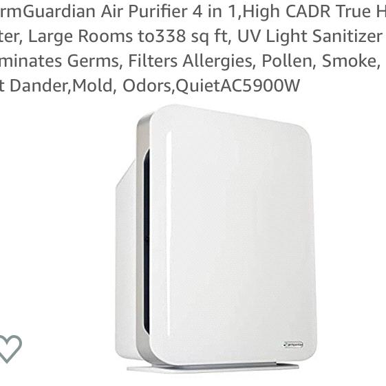 GermGuardian Air Purifier 4 in 1,High CADR True HEPA Filter, Large Rooms to338 sq ft, UV Light Sanitizer Eliminates Germs, Filters Allergies, Pollen, Smoke, Dust, Pet Dander,Mold, Odors,QuietAC5900W