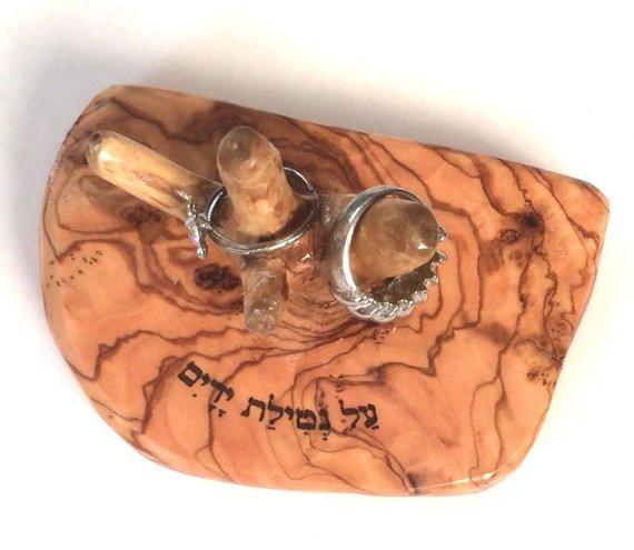 Olive Wood Ring Holder
