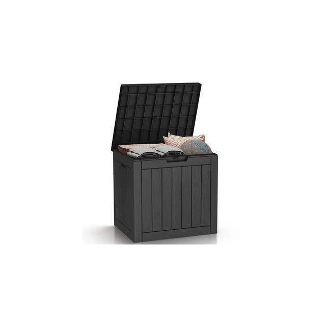 Sersper Outdoor Storage Box, 30 Gallon Deck Box Indoor and Outdoor Use, Waterproof Resin Storage Bin with Lockable Lid,UV Resistant, Black