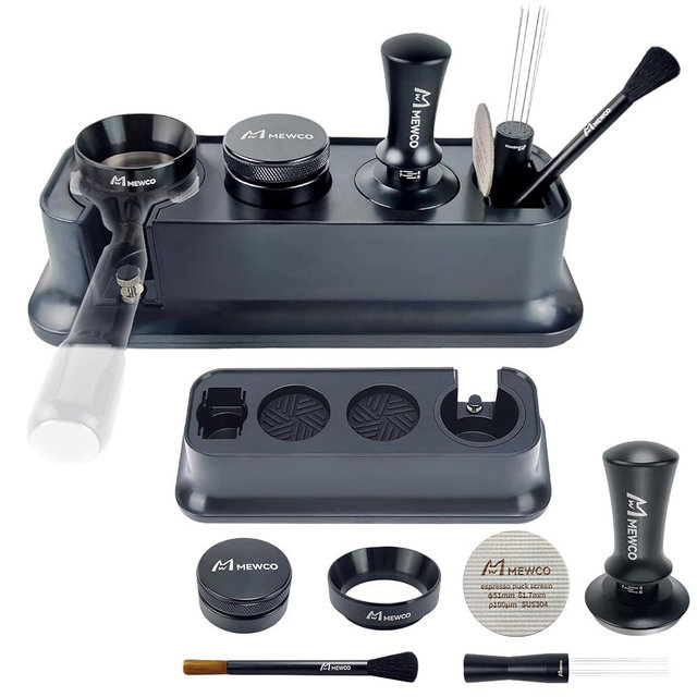 7 Pack Espresso Tamper Station&Coffee Distributor Tamper&Espresso WDT Stirrer&Coffee Tamping&Brush&Coffee Dosing Funnel&Espresso Puck Screen, Multipurpose Tools for Bar Home Office (51 mm)