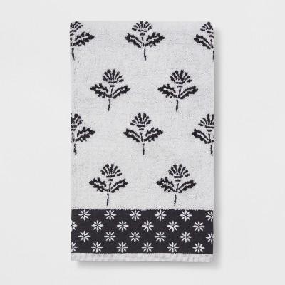Sculpted Floral Bath Towel Black/White - Threshold™