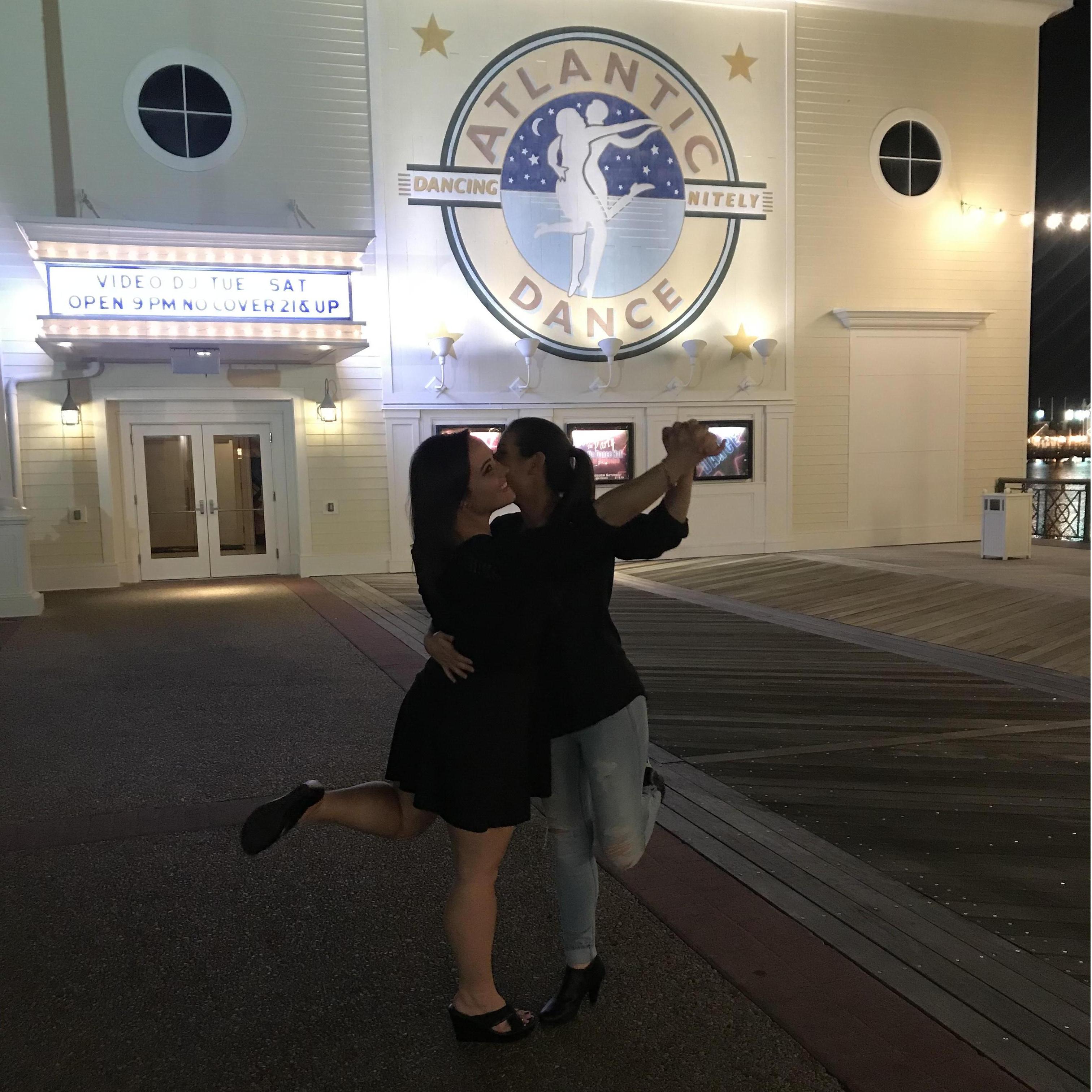 Chelsea teaching Krissi how to dance... she's still learning.