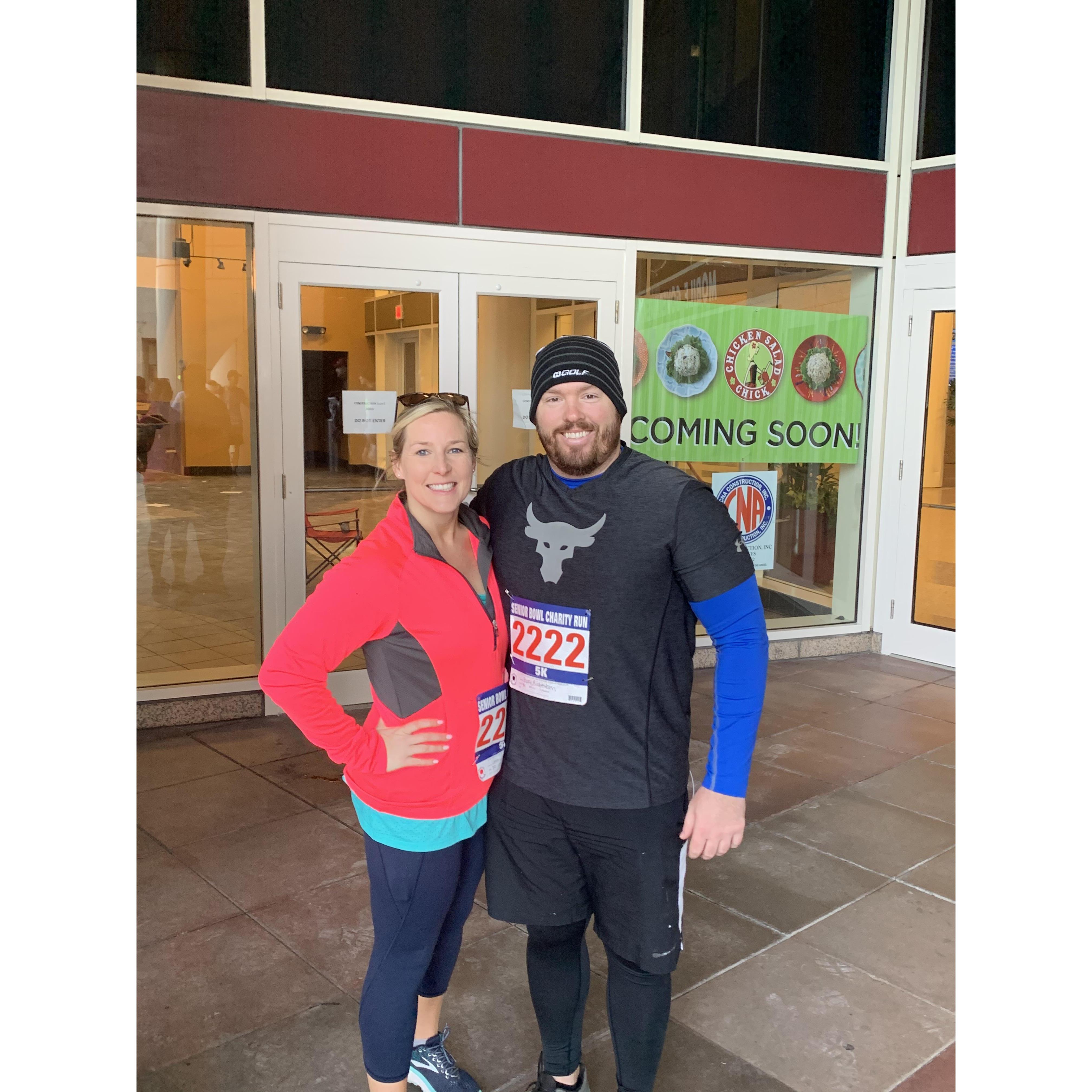 The Senior Bowl 5k in Downtown Mobile was our first 5k together and Lauren's first official 5k.