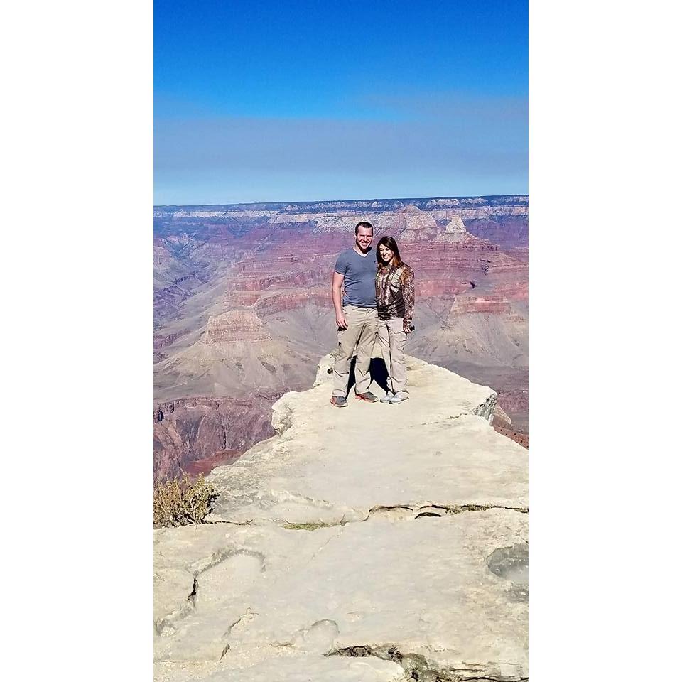 Little secret about this photo... I had been crying just before. I had no idea I would be so affected by the expansiveness of the Grand Canyon. I got out on this ledge and was TERRIFIED of the height!