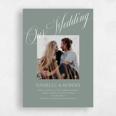 Deep Sage, Green Wedding Invitation - Hunter Photo