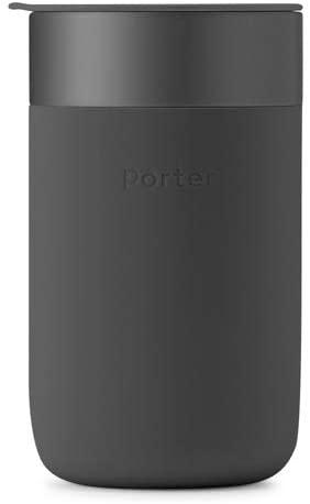 W&P Porter Ceramic Mug w/Protective Silicone Sleeve, Charcoal 16 Ounces Ounces-On-the-Go-No Seal Tight-Reusable Cup for Coffee or Tea-Portable-Dishwasher Safe