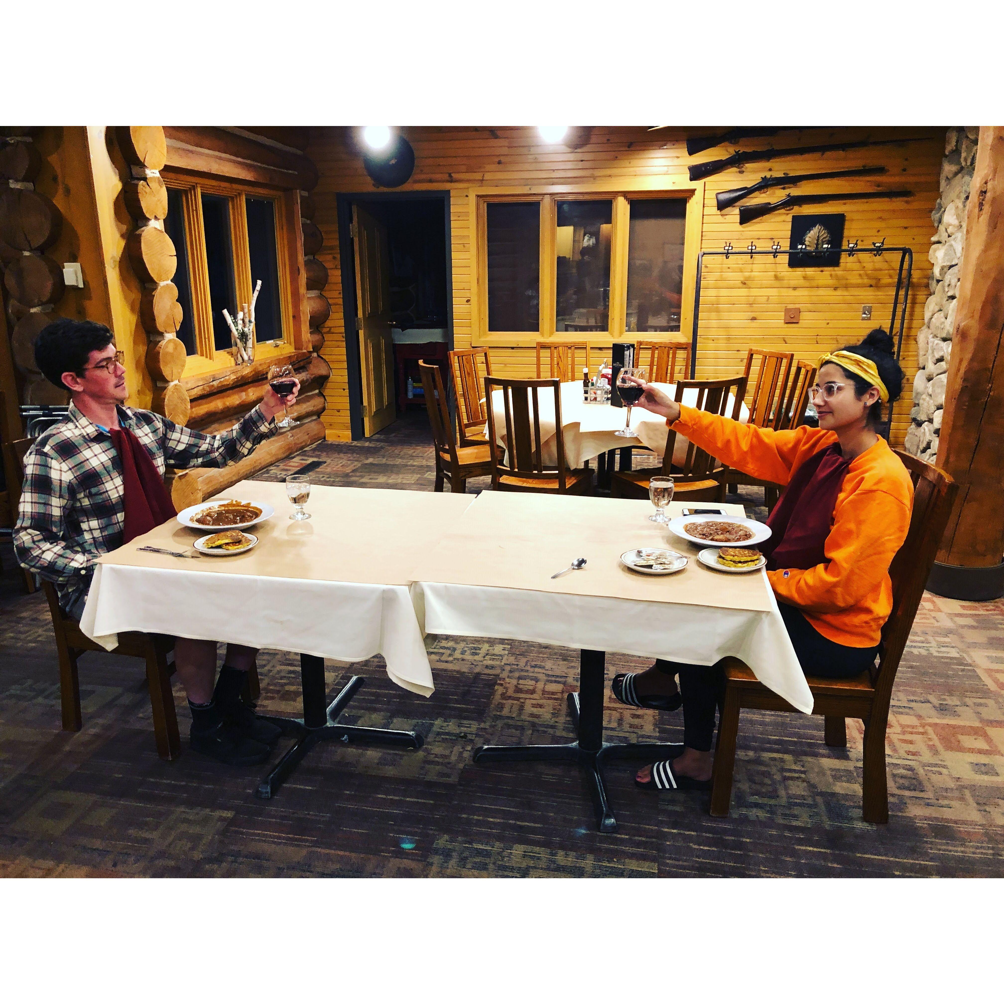 Toasting to Louisa's birthday in Spearfish, SD on the road trip to Berkeley, CA in July 2019