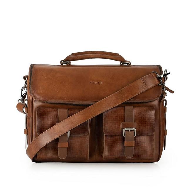 VELEZ Full Grain Leather Messenger Bag for Men - 15" Laptop Briefcase
