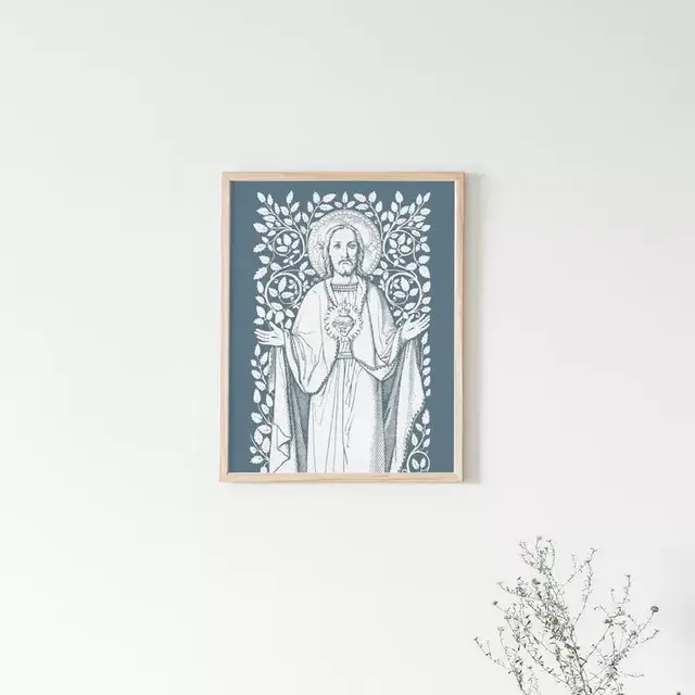 Sacred Heart of Jesus Vines Art Print, Heart of Jesus vintage, Vintage Catholic art print, Catholic wall art, heart of jesus, Catholic