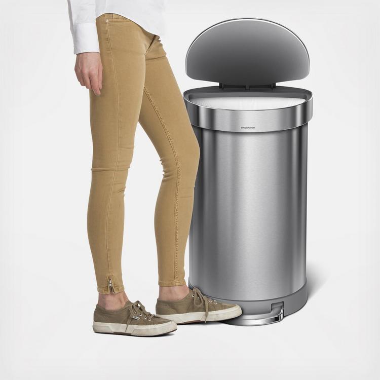 simplehuman, Semi-Round Stainless Steel Step Can with Liner Rim | Zola