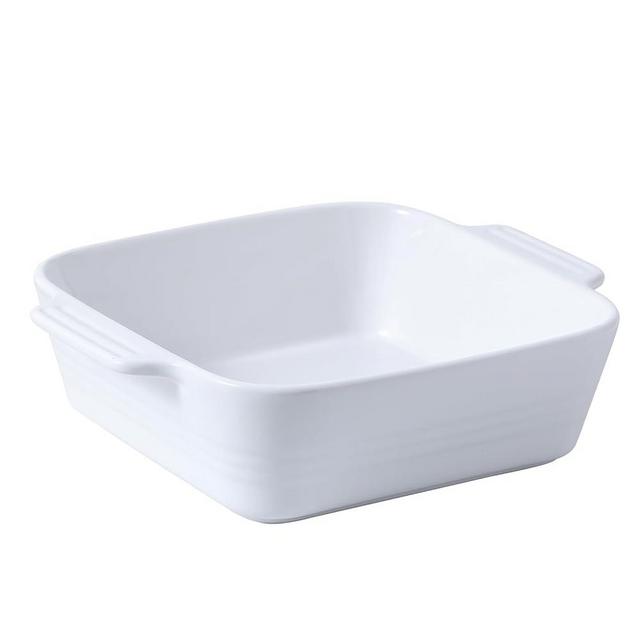 DOWAN 8x8 Baking dish, Square Baking Pan, Ceramic Casserole Dishes for Oven, Cake Pan with Handle, for Brownie, Lasagna, Casserole, 2 Quart, Home Gift, White