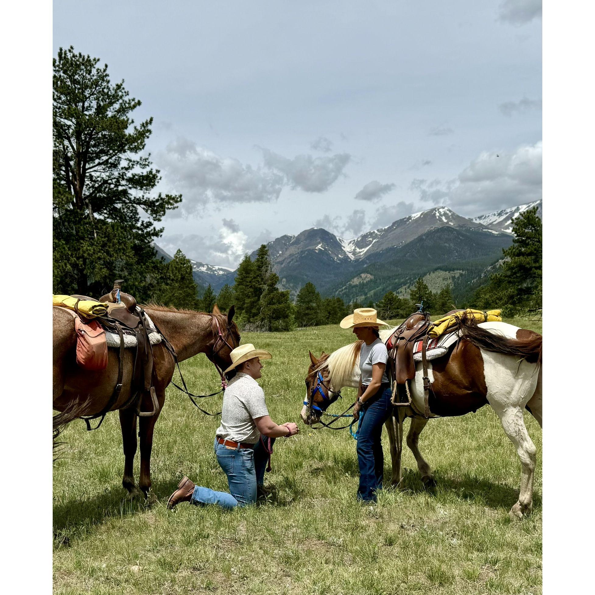 Will proposed on a trail ride in Estes Park, Colorado on June 21, 2024