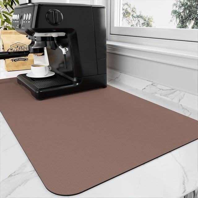 HotLive Coffee Mat - Coffee Bar Mat for Countertops | Coffee Bar Accessories Fit Under Coffee Maker Espresso Machine | Absorbent Hide Stain Rubber Backed Dish Drying Mat for Kitchen Counter
